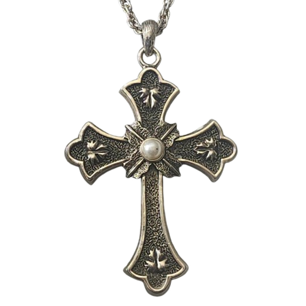 Rare Vtg 1975 Sarah Coventry SC Peace Large Cross Pendant Necklace